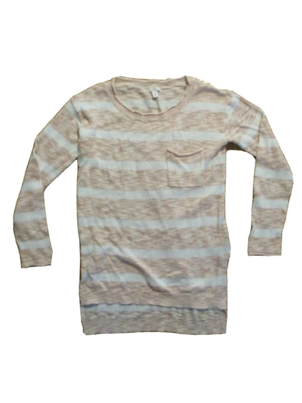 Y2K Light Pink and White Striped Brass Plum Long Sleeve Knit Top XS